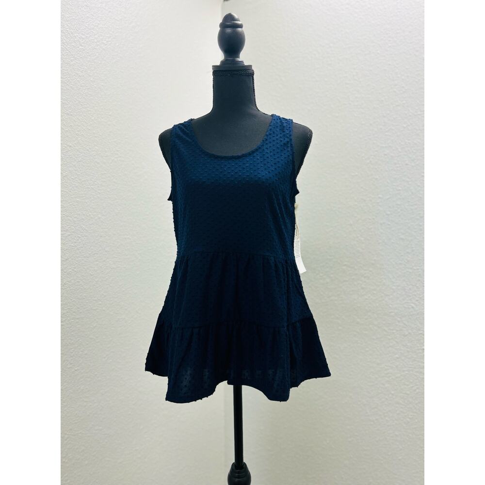Navy Blue Swiss Dot Tank